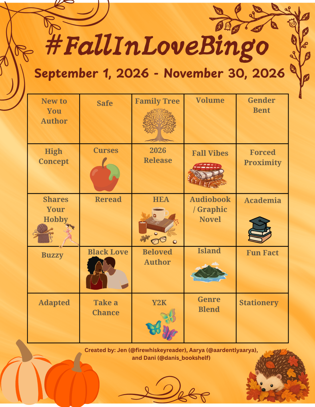 #FallInLoveBingo Announcement +&nbsp;TBR